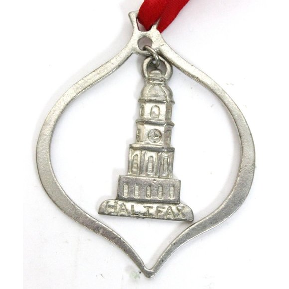 Vtg 1998 Halifax Nova Scotia Canada Metal Ornament Hanging Clock Tower Holiday - Picture 1 of 3